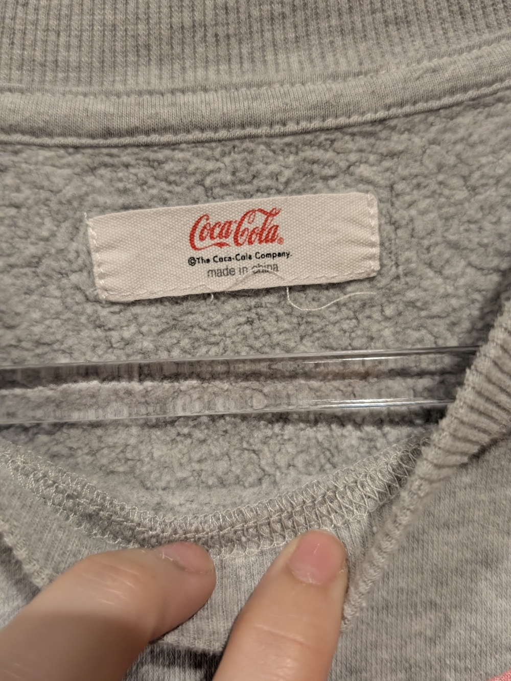 Gray Coca-Cola Graphic Crewneck Sweatshirt with Pink Bow - Picture 2 of 4